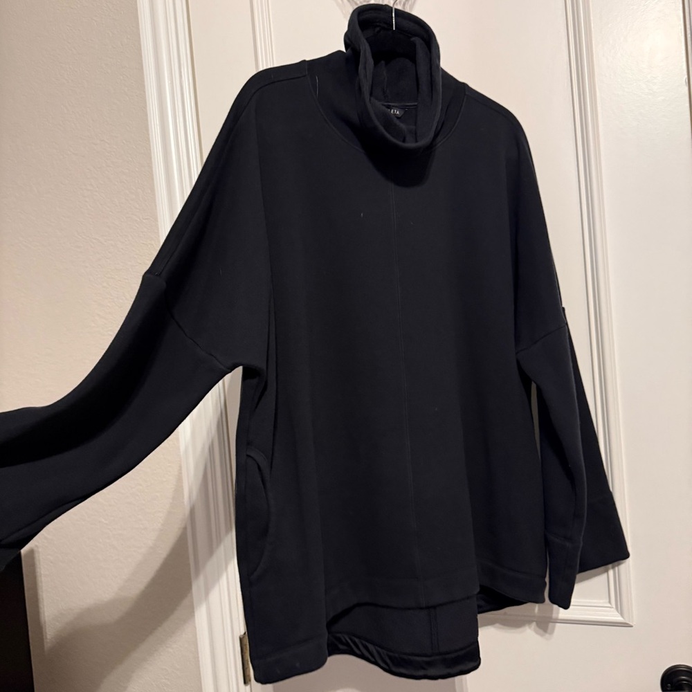 Athleta Black cowl neck sweatshirt with high/low hem and pockets